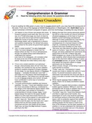 cover image of Grade 7 English Comprehension & Language: Space
